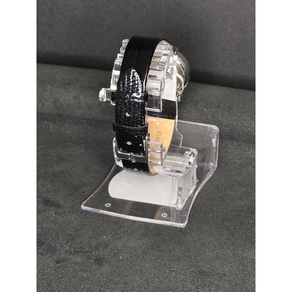 Skagen Denmark Watch Women OS Black‎ Mother of Pearl Dial Leather Band 107SSLDDA - Picture 4 of 8